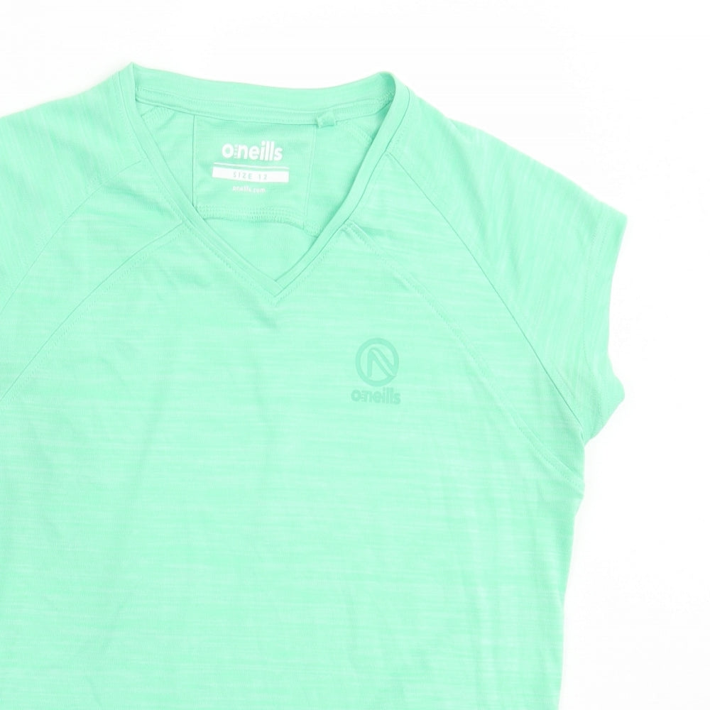 Oneills Womens Green  Polyester Basic T-Shirt Size 12 V-Neck Pullover