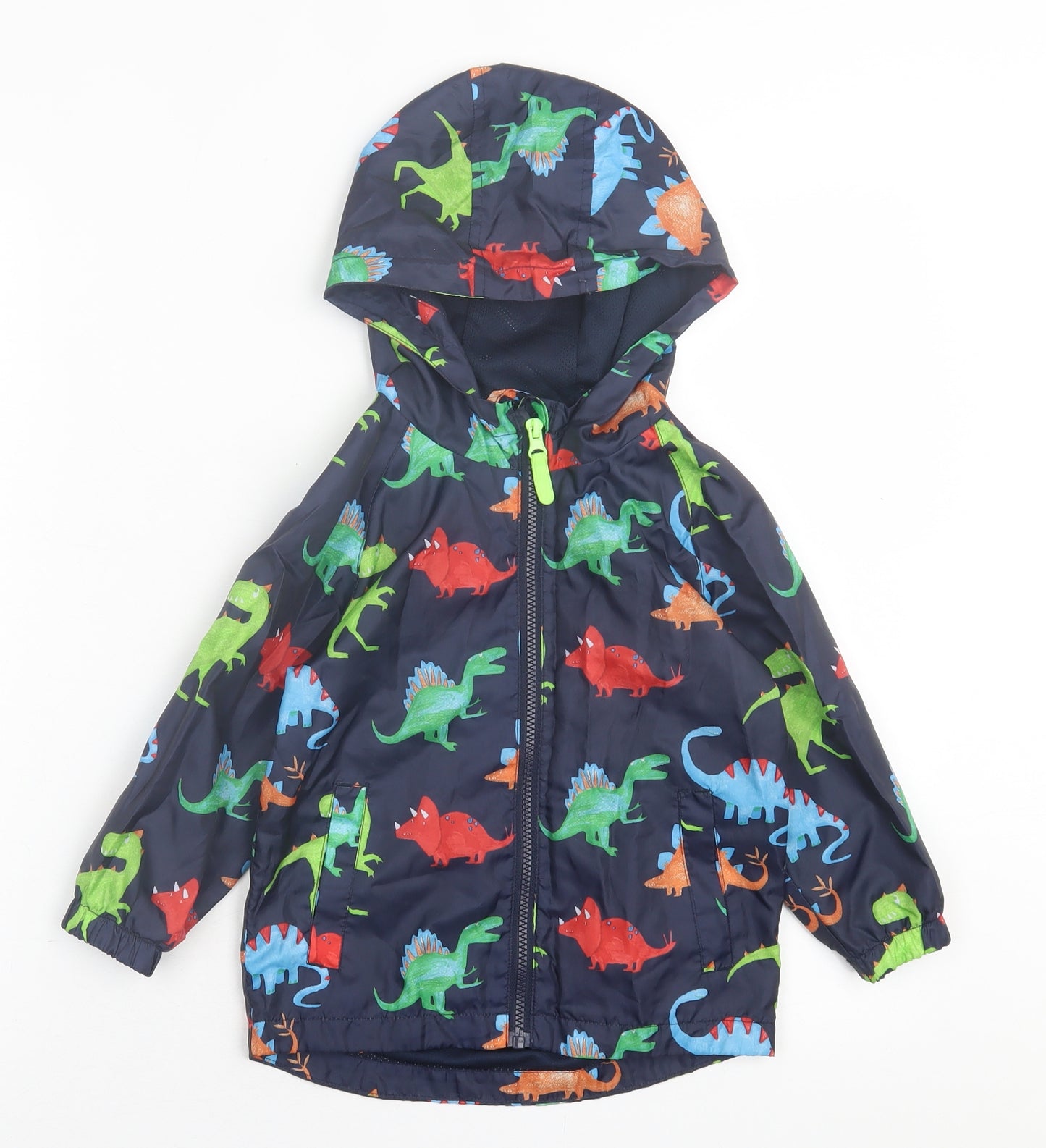 f&fq Boys Multicoloured Geometric  Basic Jacket Jacket Size 2-3 Years  Zip - Dinosaur print