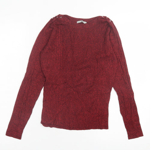 TU Womens Red Boat Neck  Viscose Pullover Jumper Size 8
