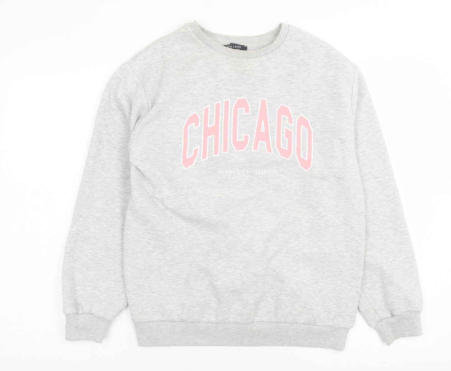 New Look Girls Grey  Cotton Pullover Sweatshirt Size 12-13 Years  Pullover