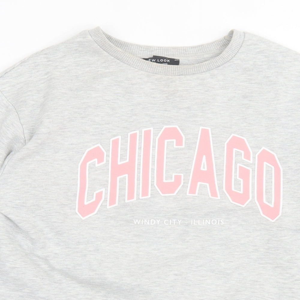 New Look Girls Grey  Cotton Pullover Sweatshirt Size 12-13 Years  Pullover