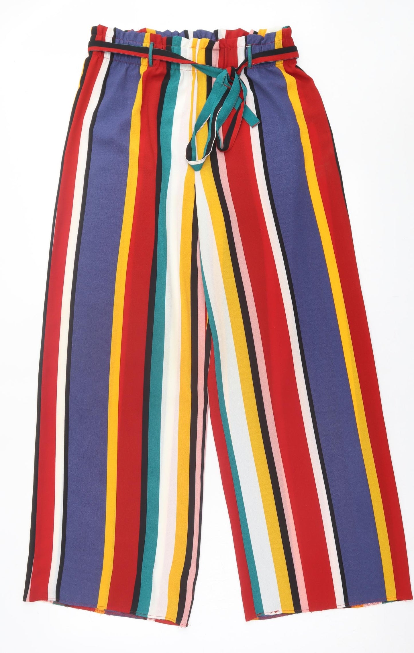 Papaya Womens Multicoloured Striped Polyester Trousers  Size 10 L30 in Regular
