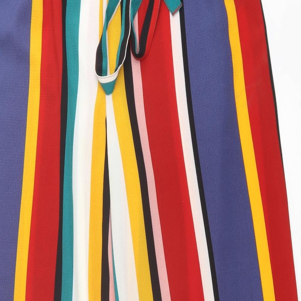 Papaya Womens Multicoloured Striped Polyester Trousers  Size 10 L30 in Regular