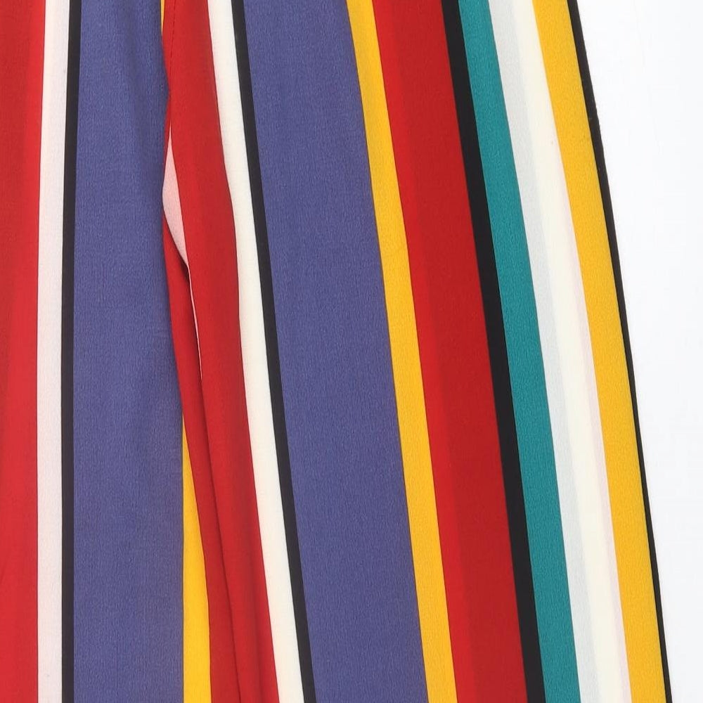 Papaya Womens Multicoloured Striped Polyester Trousers  Size 10 L30 in Regular