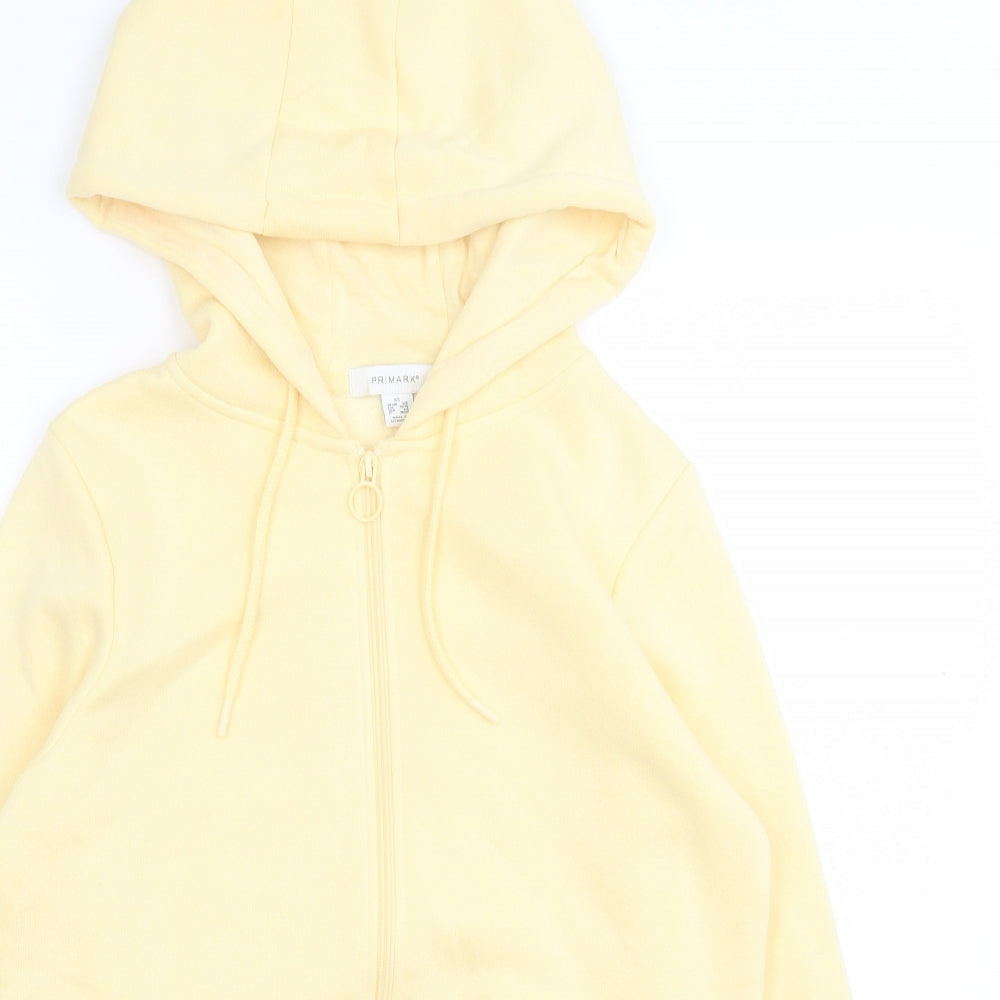 Primark Womens Yellow  Cotton Full Zip Hoodie Size XS  Zip