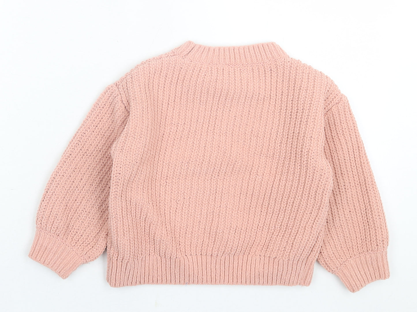 H&M Girls Pink Crew Neck  Polyester Pullover Jumper Size 2-3 Years  Pullover