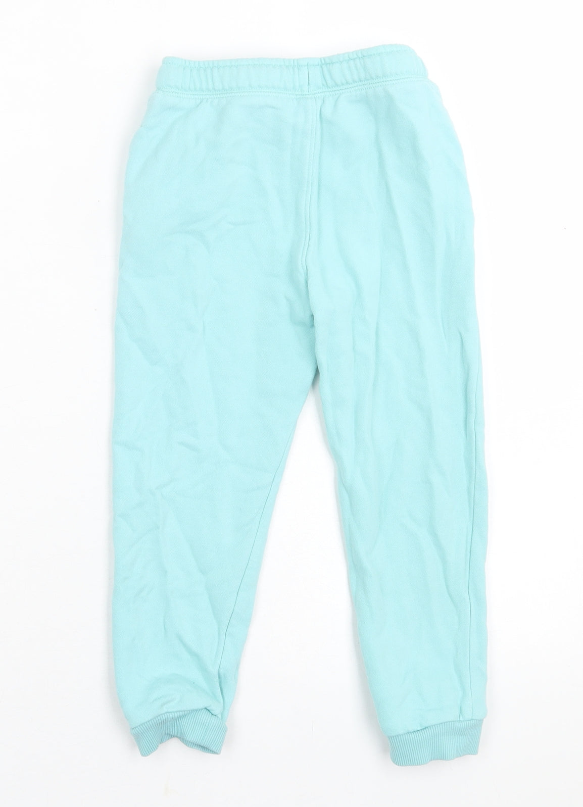 Marks and Spencer Girls Blue  Cotton Jogger Trousers Size 3-4 Years  Regular Tie