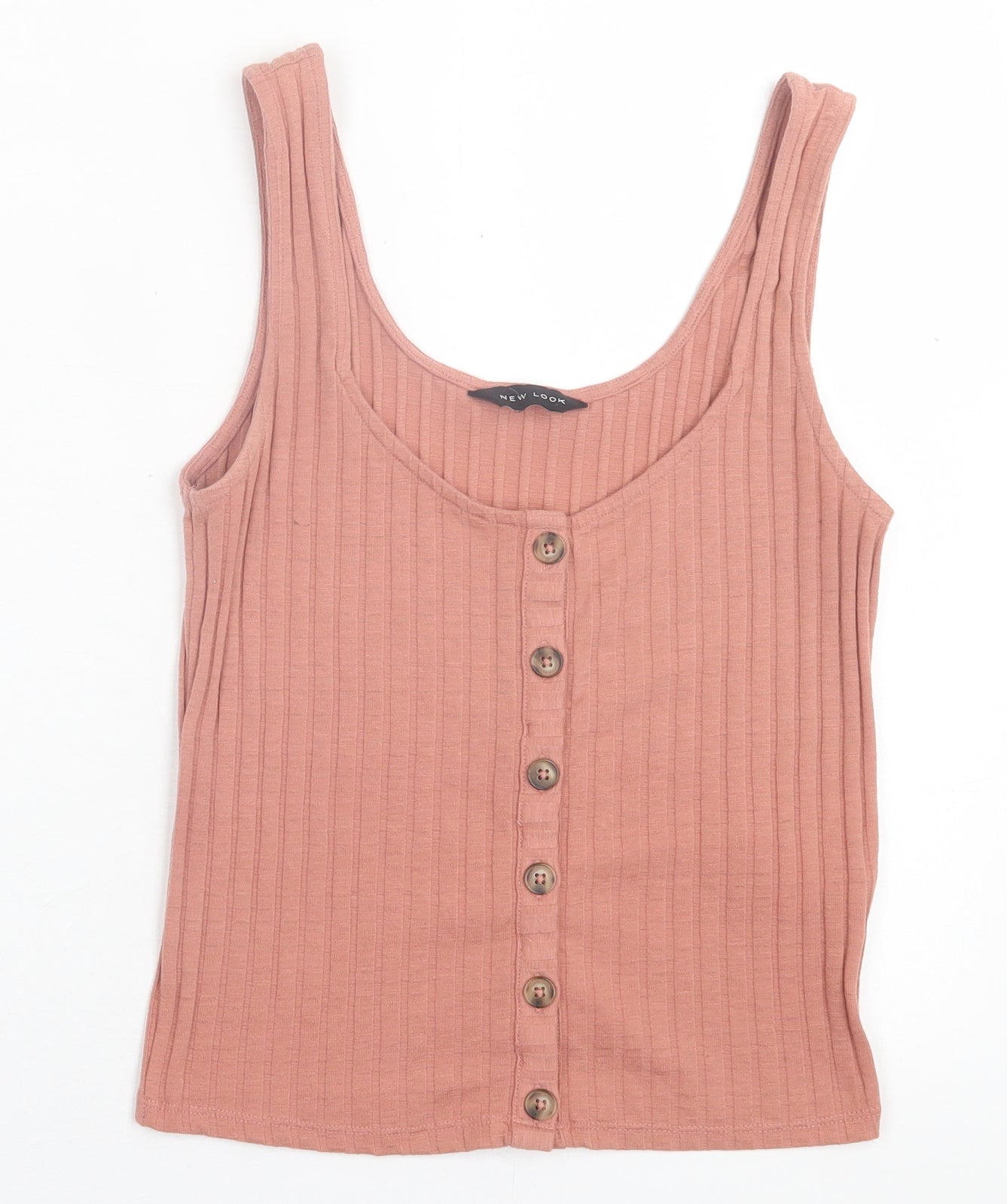 New Look Womens Pink  Cotton Basic Tank Size 12 Scoop Neck