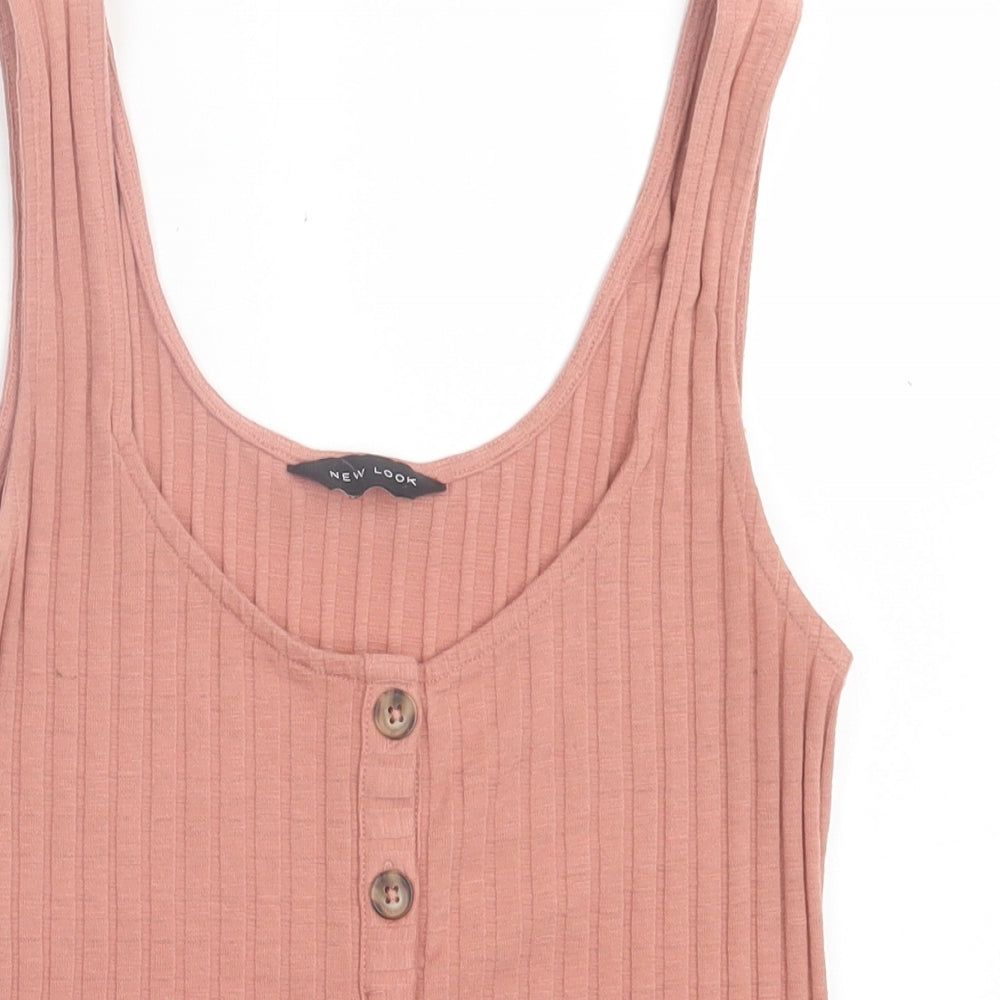 New Look Womens Pink  Cotton Basic Tank Size 12 Scoop Neck