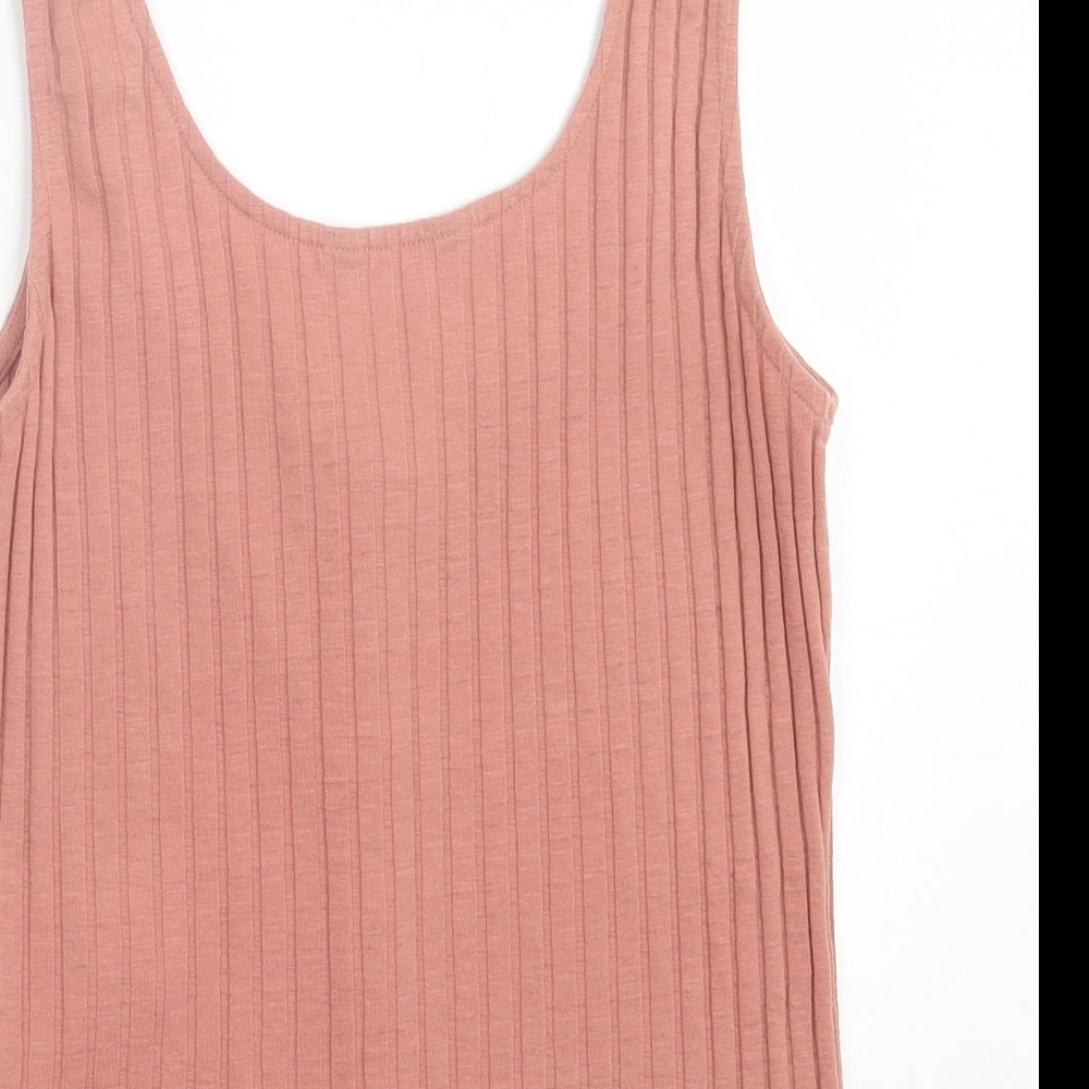 New Look Womens Pink  Cotton Basic Tank Size 12 Scoop Neck