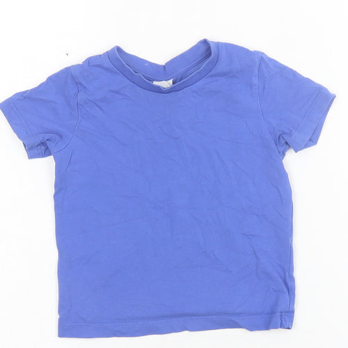 Preworn Boys Blue  Cotton Basic T-Shirt Size 2 Years Crew Neck Pullover