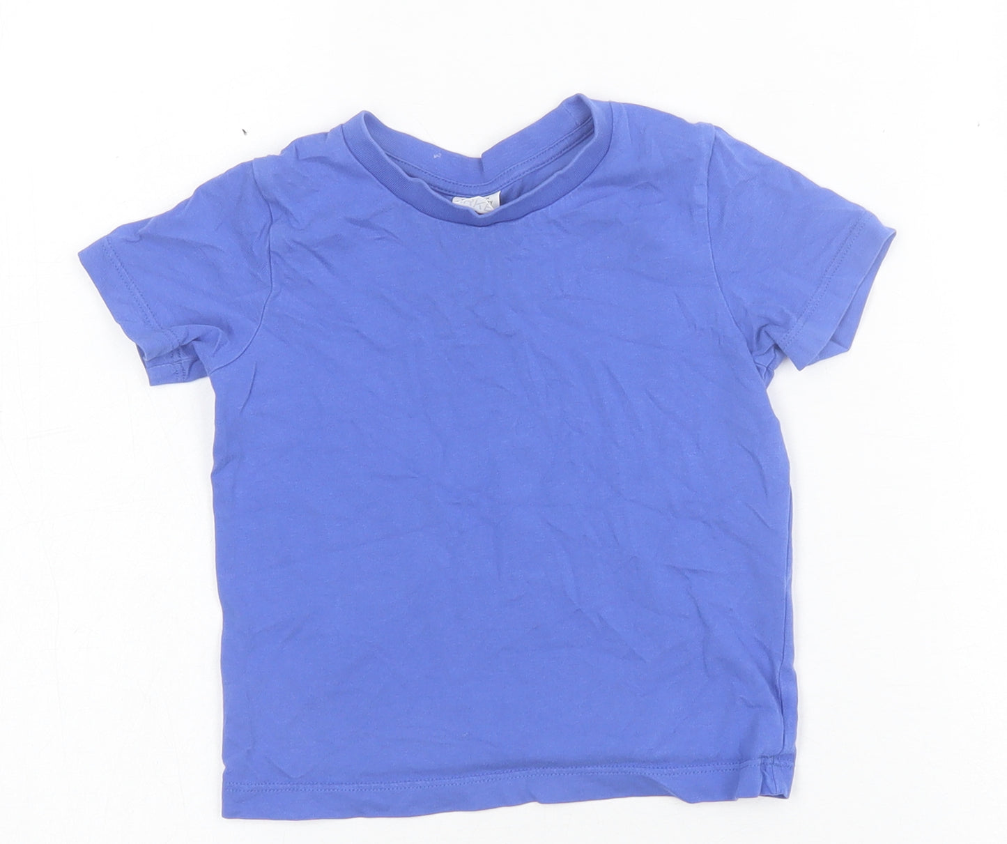 Preworn Boys Blue  Cotton Basic T-Shirt Size 2 Years Crew Neck Pullover