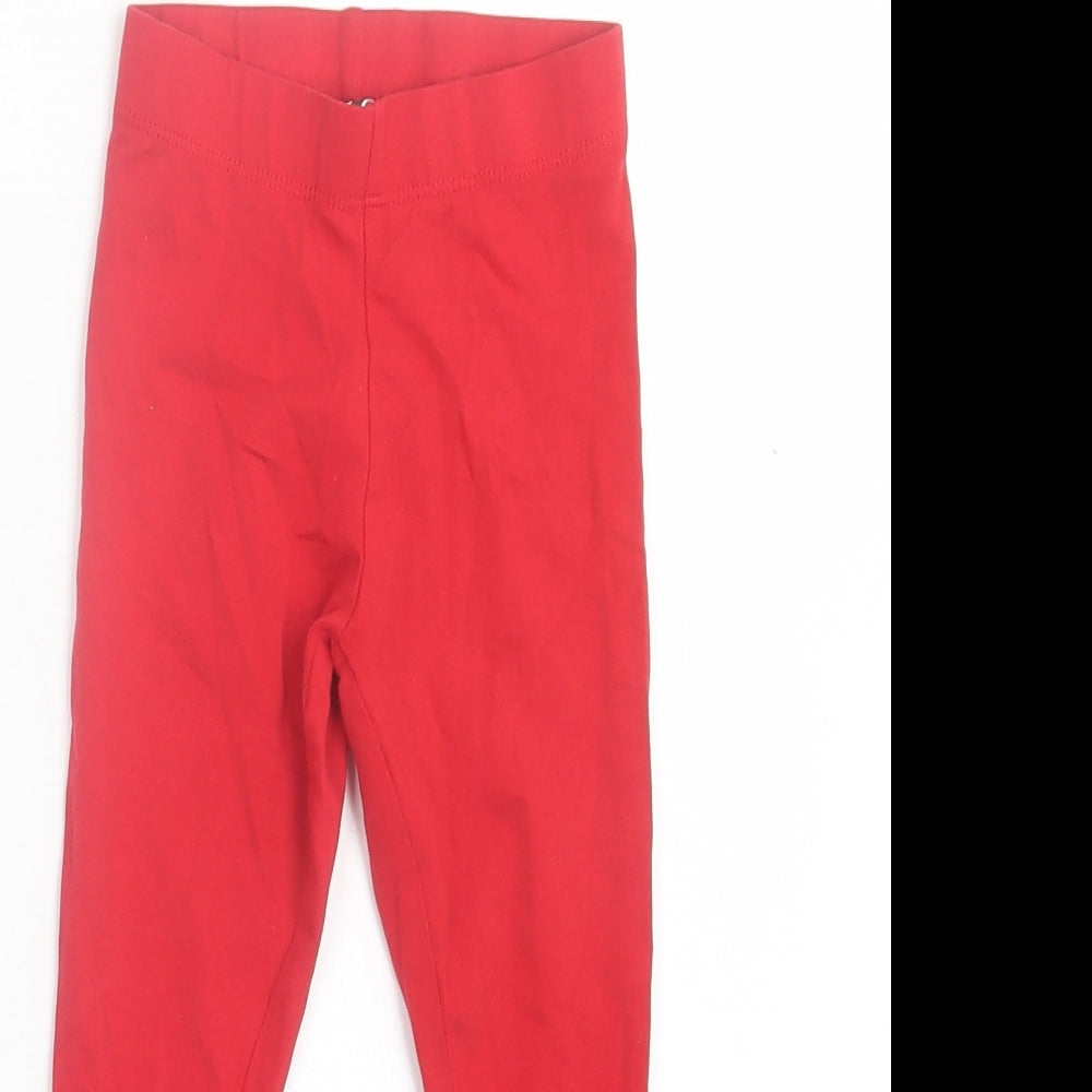 Dunnes Stores Girls Red  Cotton Capri Trousers Size 3-4 Years  Regular Pullover