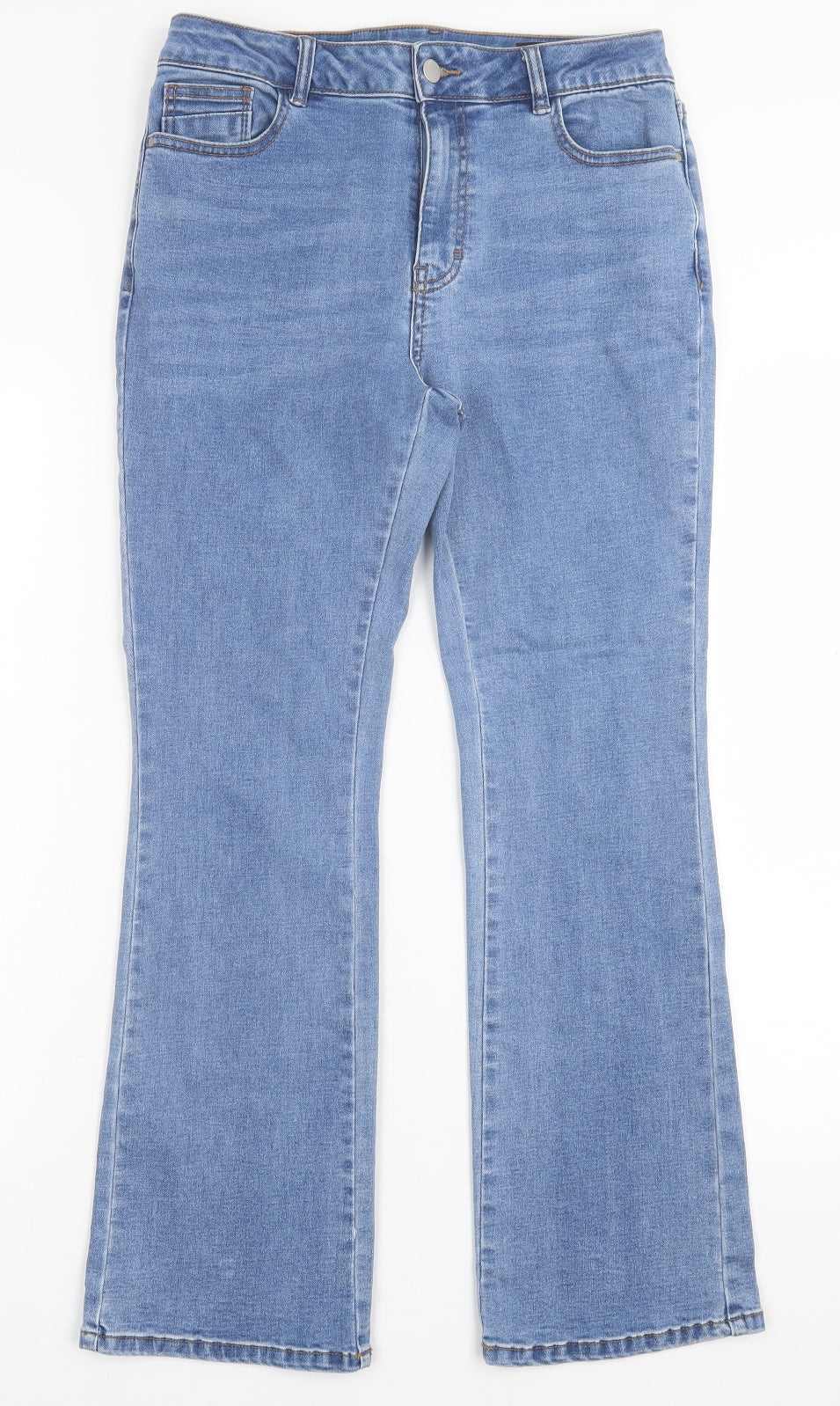TU Womens Blue  Cotton Bootcut Jeans Size 12 L27 in Regular Button
