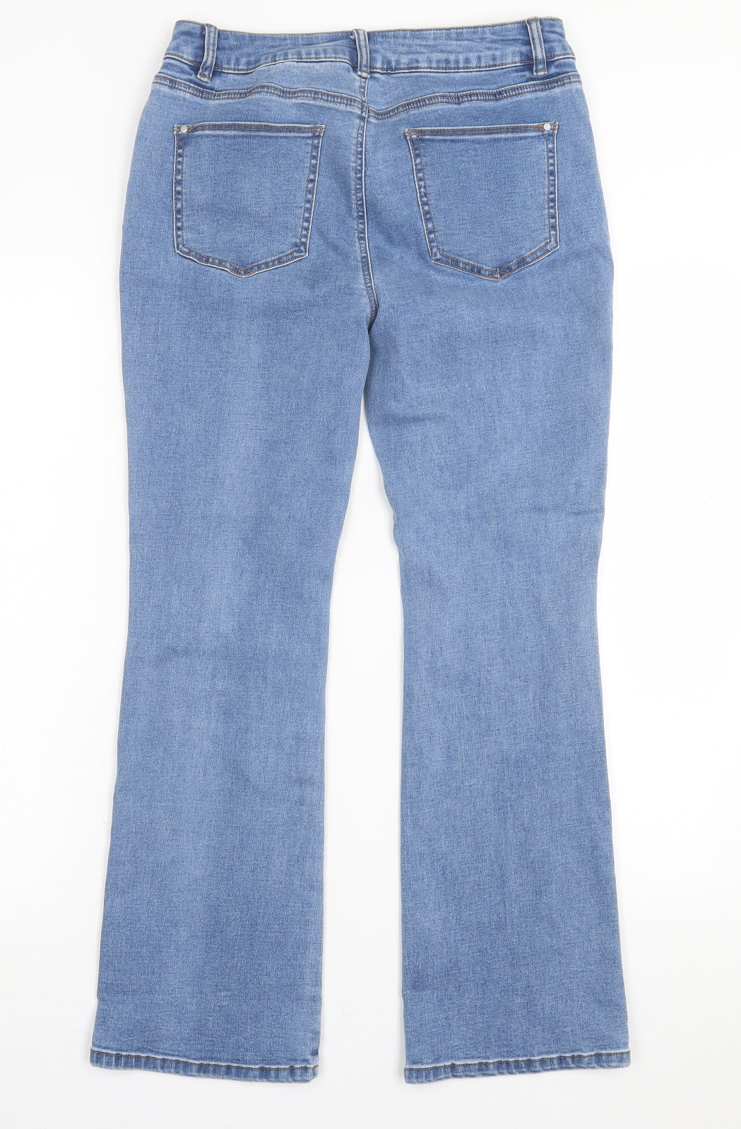 TU Womens Blue  Cotton Bootcut Jeans Size 12 L27 in Regular Button