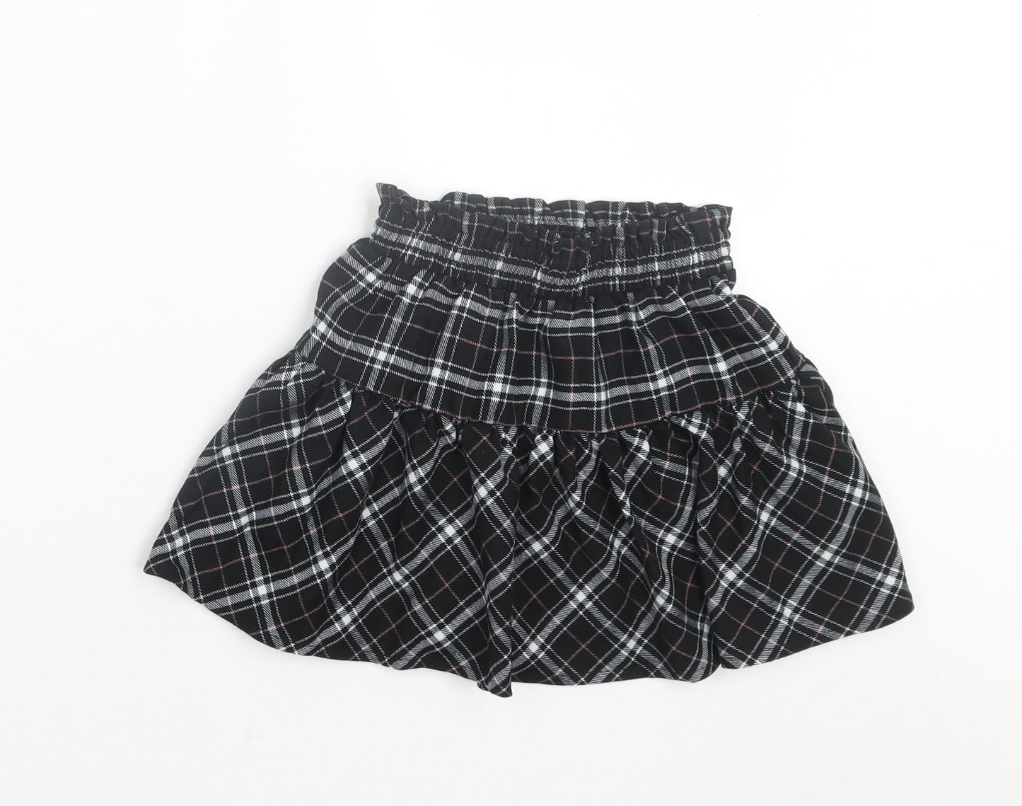 Dunnes Stores Girls Black Plaid Polyester Skater Skirt Size 3-4 Years  Regular Pull On