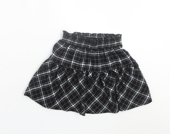 Dunnes Stores Girls Black Plaid Polyester Skater Skirt Size 3-4 Years  Regular Pull On