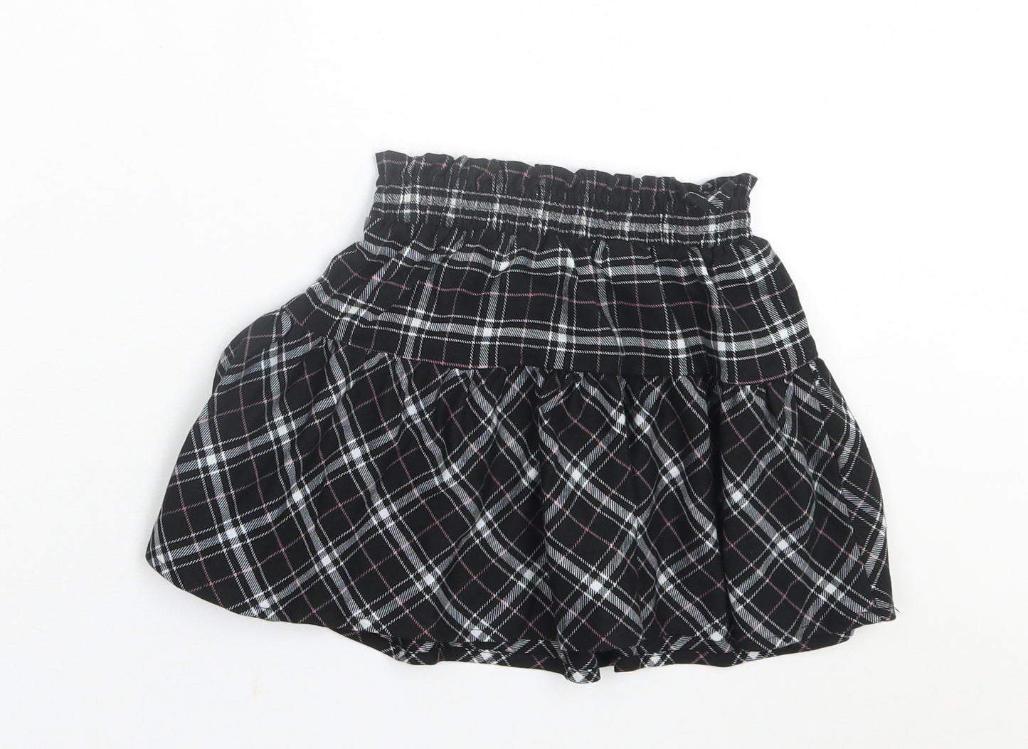 Dunnes Stores Girls Black Plaid Polyester Skater Skirt Size 3-4 Years  Regular Pull On