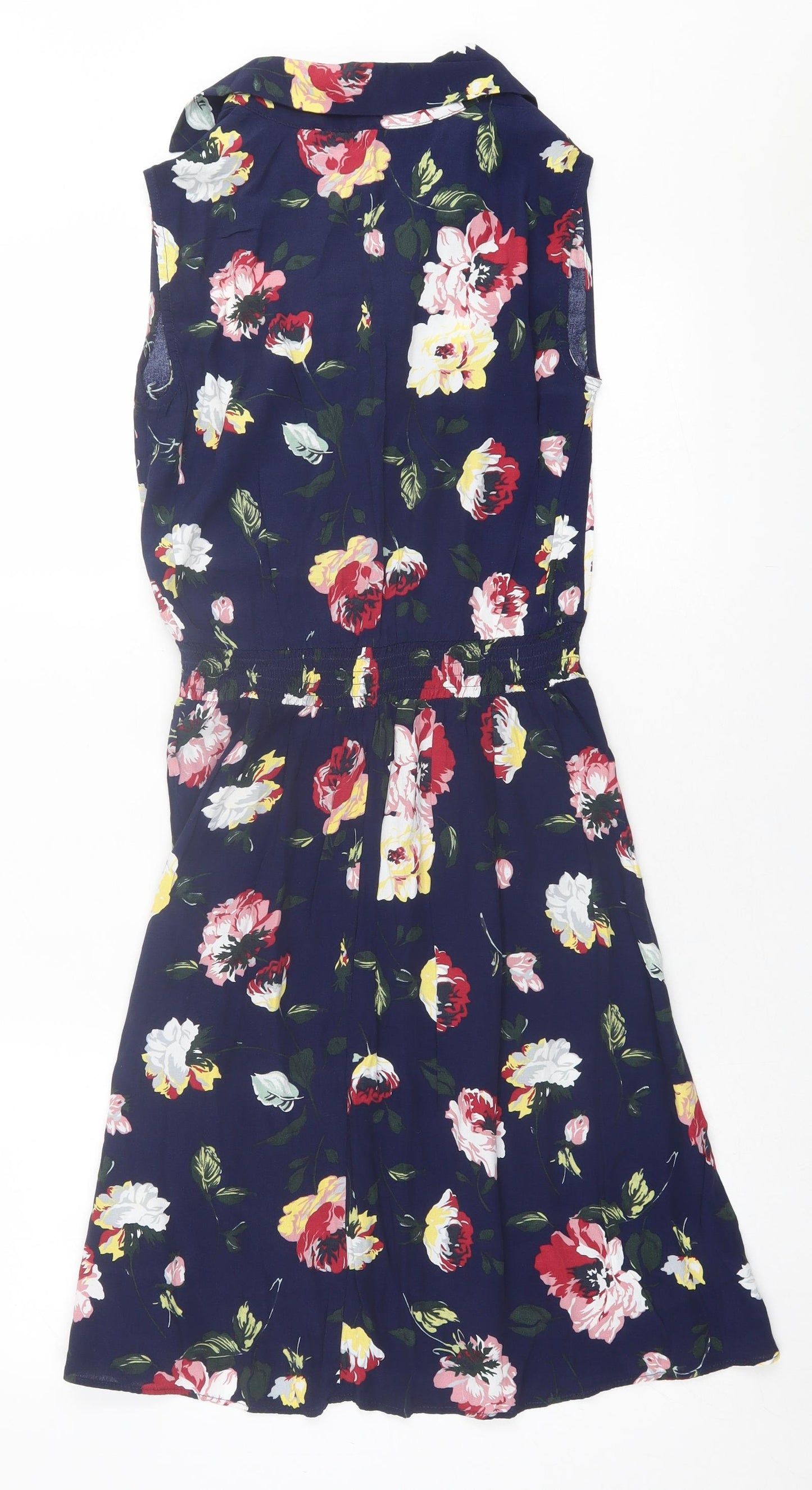 NEXT Womens Blue Floral Viscose Fit & Flare  Size 6  Collared Button
