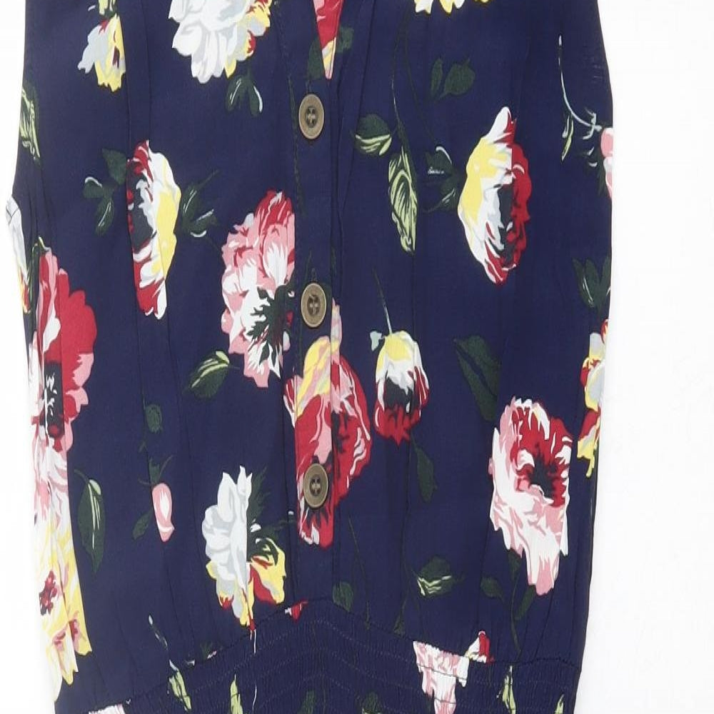 NEXT Womens Blue Floral Viscose Fit & Flare  Size 6  Collared Button