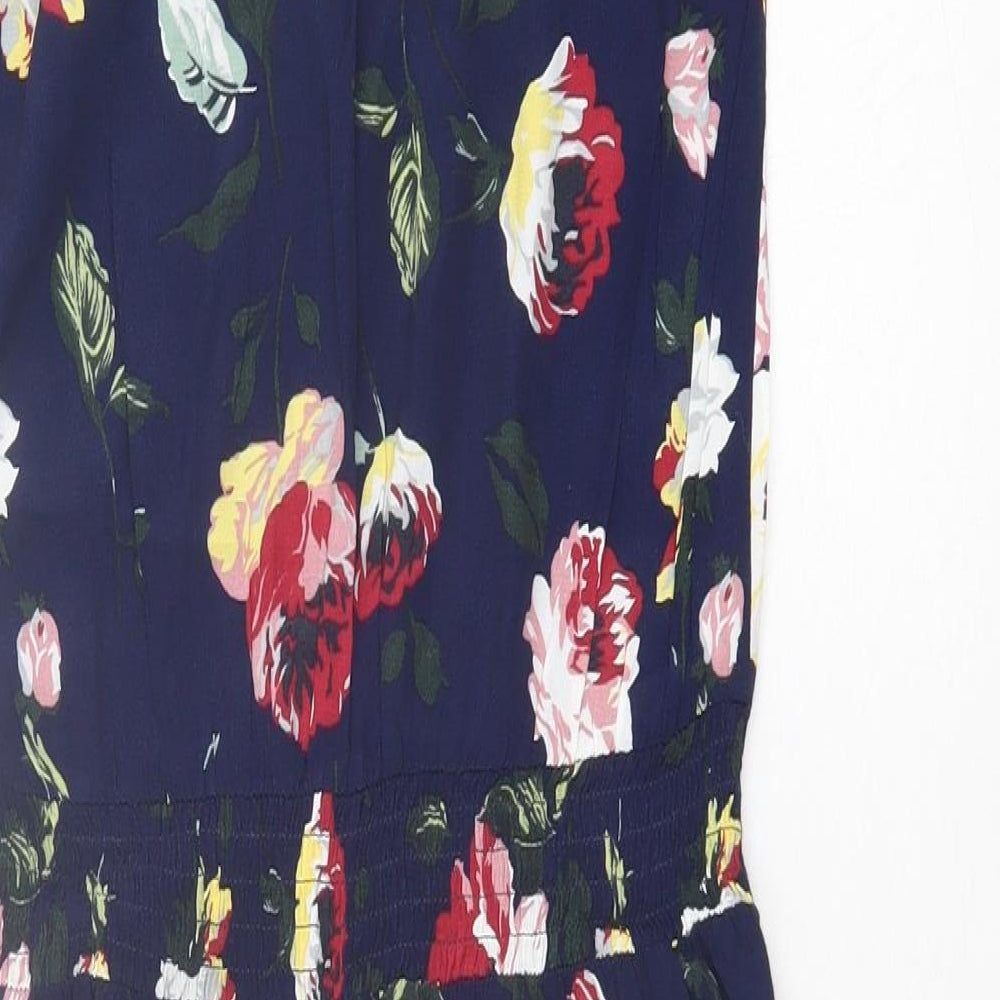 NEXT Womens Blue Floral Viscose Fit & Flare  Size 6  Collared Button