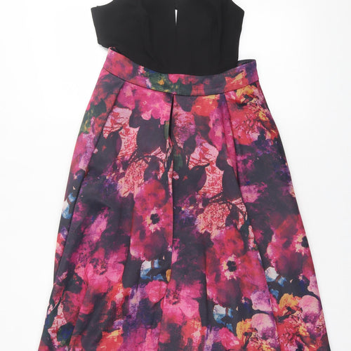 A.B.S Collection Womens Purple Floral Polyester Fit & Flare  Size S  Halter Button