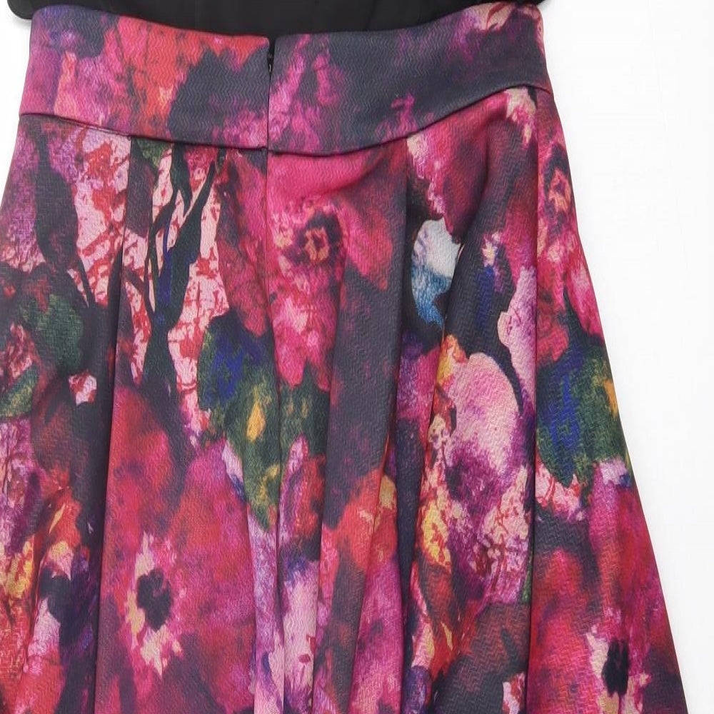 A.B.S Collection Womens Purple Floral Polyester Fit & Flare  Size S  Halter Button