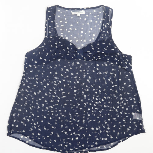 Glamorous Womens Blue Geometric Polyester Basic Tank Size 12 Scoop Neck