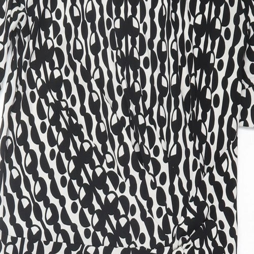 Marks and Spencer Womens Black Geometric Polyester A-Line  Size 10  Crew Neck Pullover