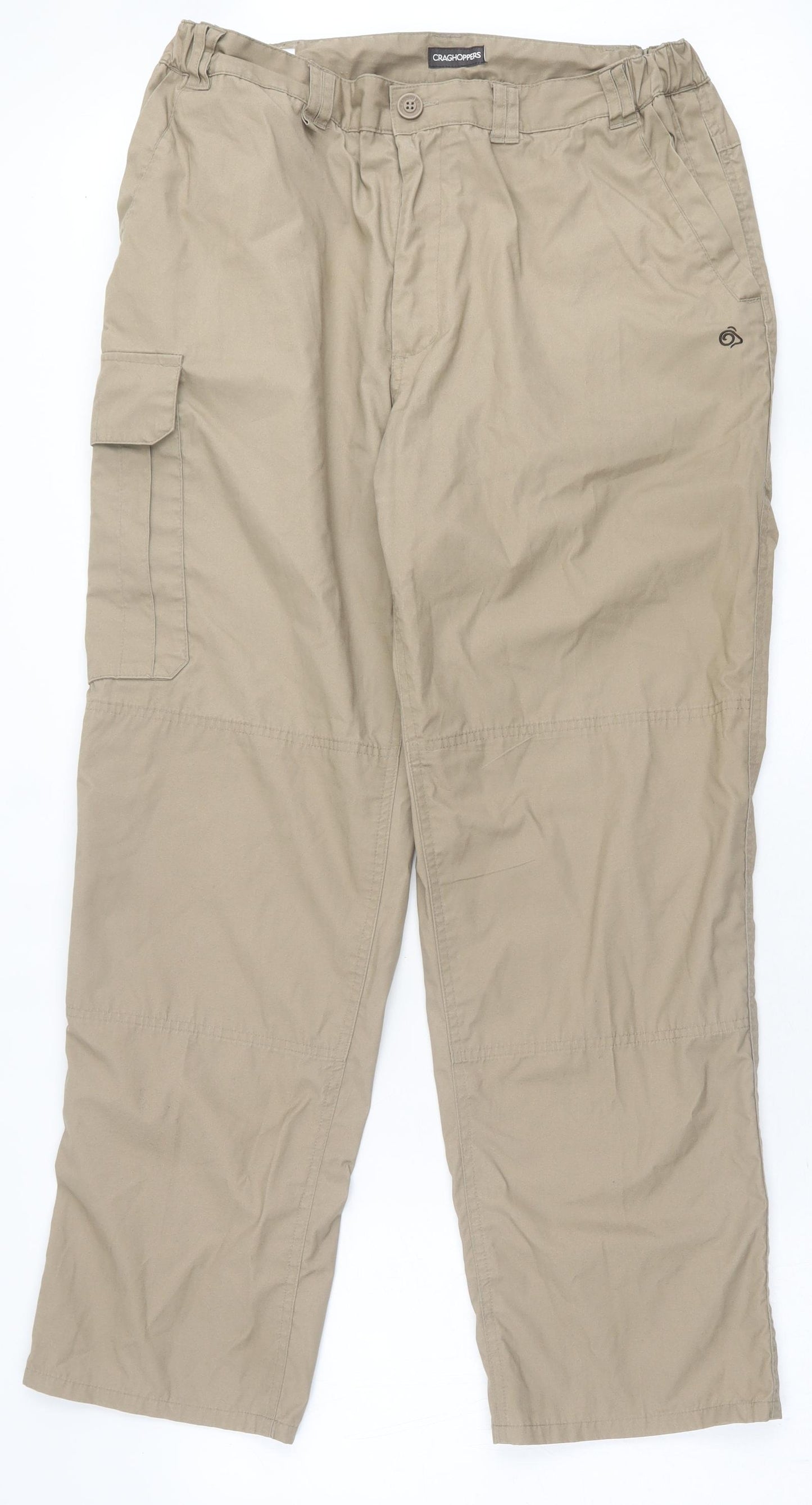 Craghoppers Mens Beige  Polyester Cargo Trousers Size 36 in L30 in Regular Button