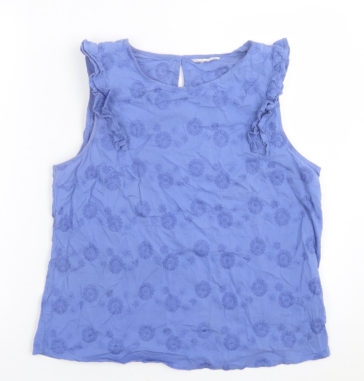 Matalan Womens Purple Floral Cotton Basic Tank Size 12 Crew Neck