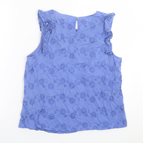 Matalan Womens Purple Floral Cotton Basic Tank Size 12 Crew Neck