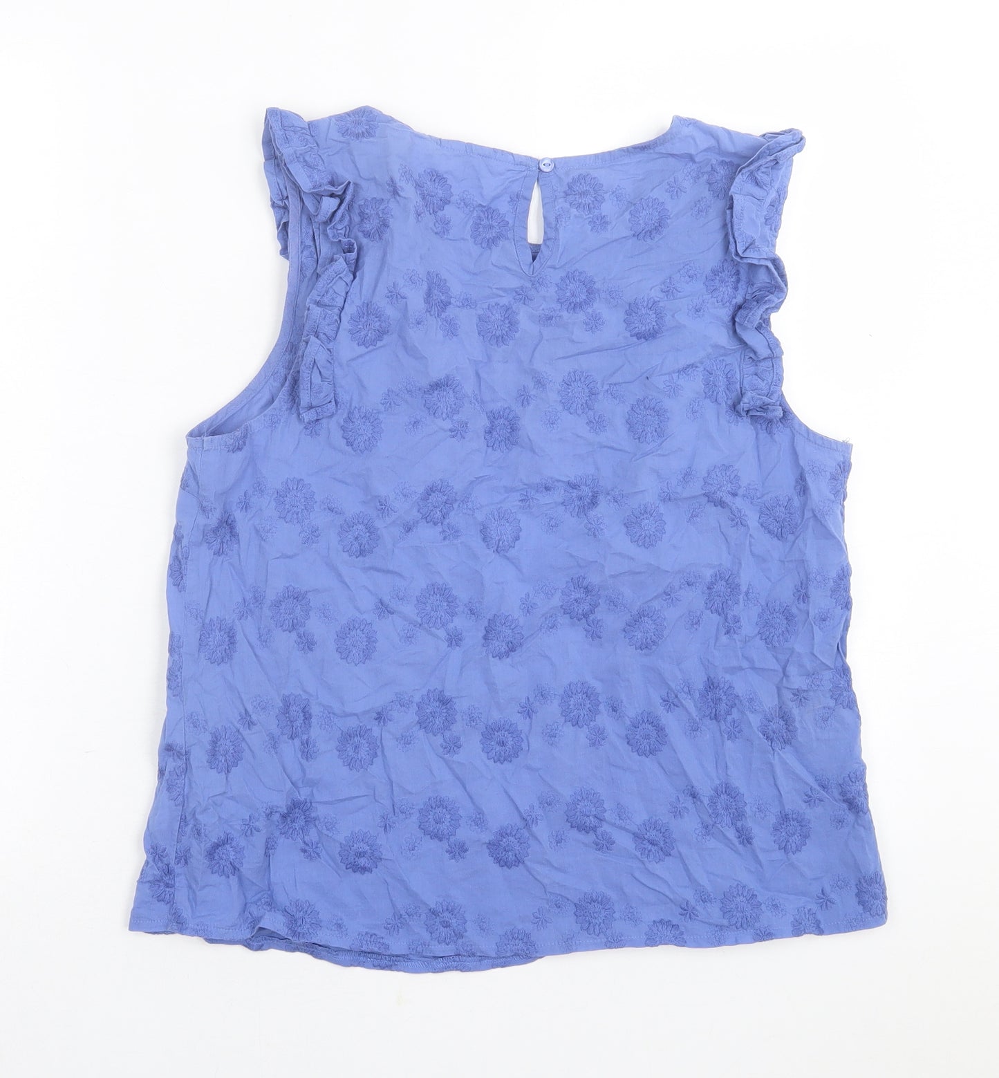 Matalan Womens Purple Floral Cotton Basic Tank Size 12 Crew Neck