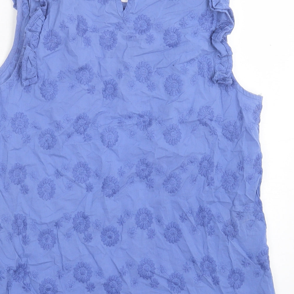 Matalan Womens Purple Floral Cotton Basic Tank Size 12 Crew Neck