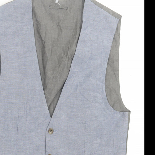 NEXT Mens Blue  Cotton Jacket Suit Waistcoat Size 38