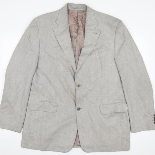 Greiff Mens Grey Plaid Polyester Jacket Suit Jacket Size 42