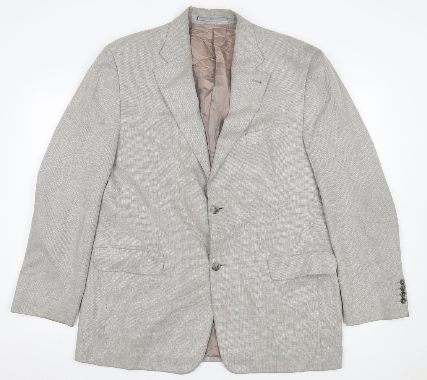 Greiff Mens Grey Plaid Polyester Jacket Suit Jacket Size 42