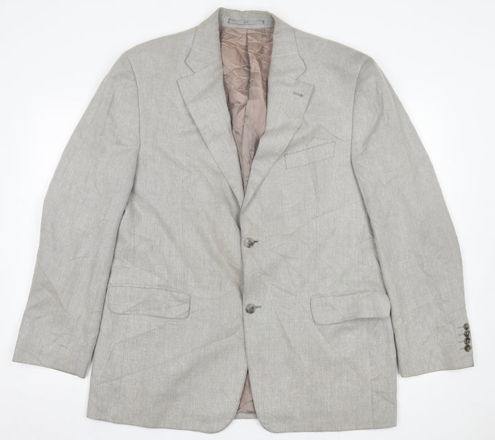 Greiff Mens Grey Plaid Polyester Jacket Suit Jacket Size 42