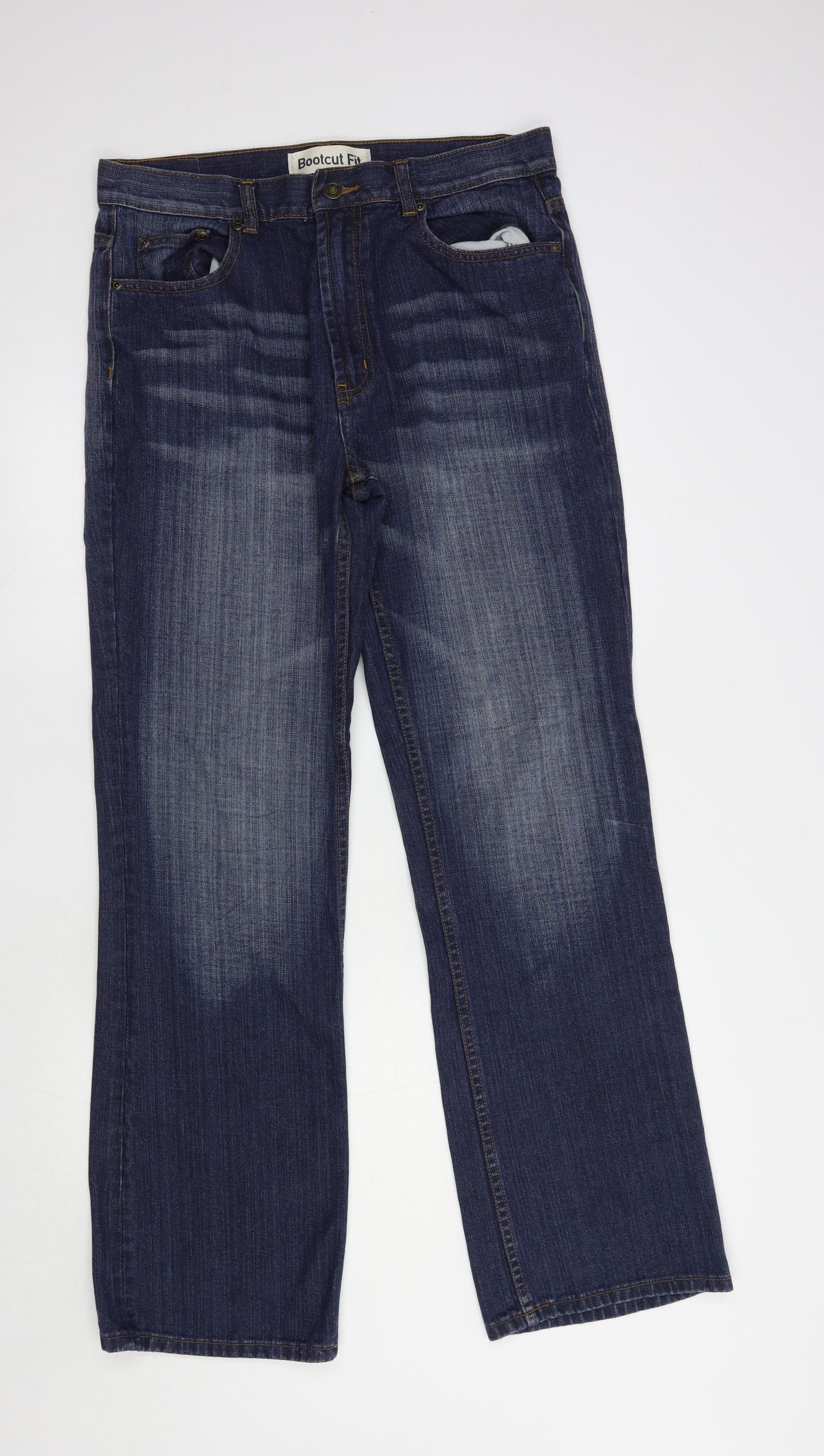 Cherokee Mens Blue  Cotton Bootcut Jeans Size 34 in L34 in Regular Button