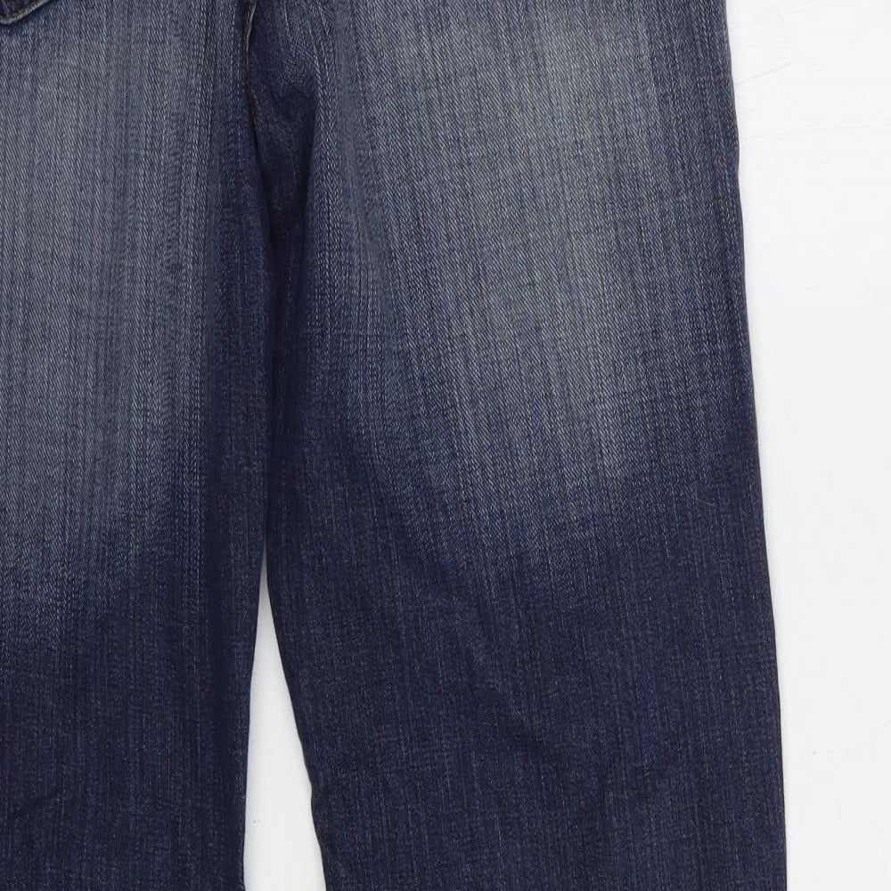 Cherokee Mens Blue  Cotton Bootcut Jeans Size 34 in L34 in Regular Button