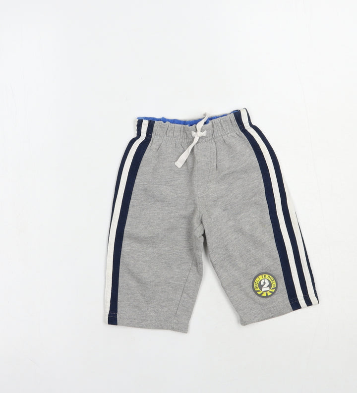 Mothercare Baby Grey Cotton Jogger Trousers Size 3-6 Months Drawstring