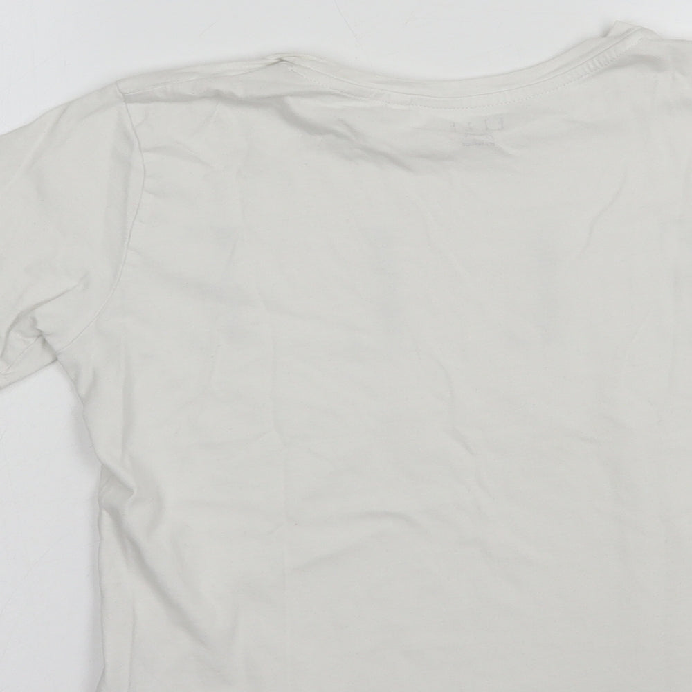 Ambrielle Girls White  Cotton Basic T-Shirt Size 12-13 Years Crew Neck Pullover
