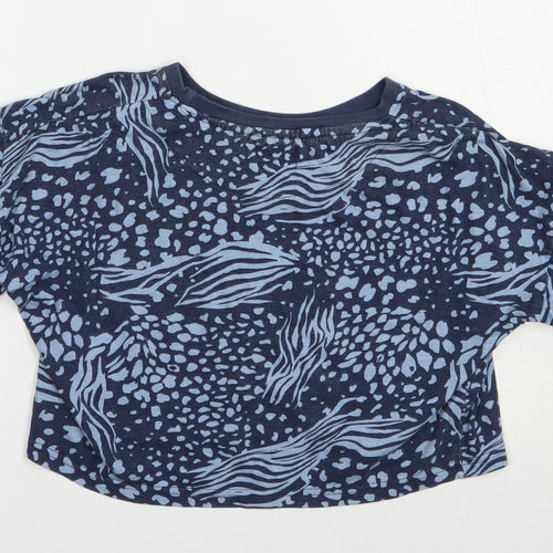 Studio Girls Blue Animal Print Cotton Cropped T-Shirt Size 12-13 Years Crew Neck Pullover