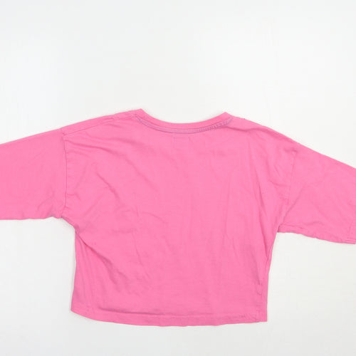 Studio Girls Pink  Cotton Cropped T-Shirt Size 12-13 Years Crew Neck Pullover - Chic