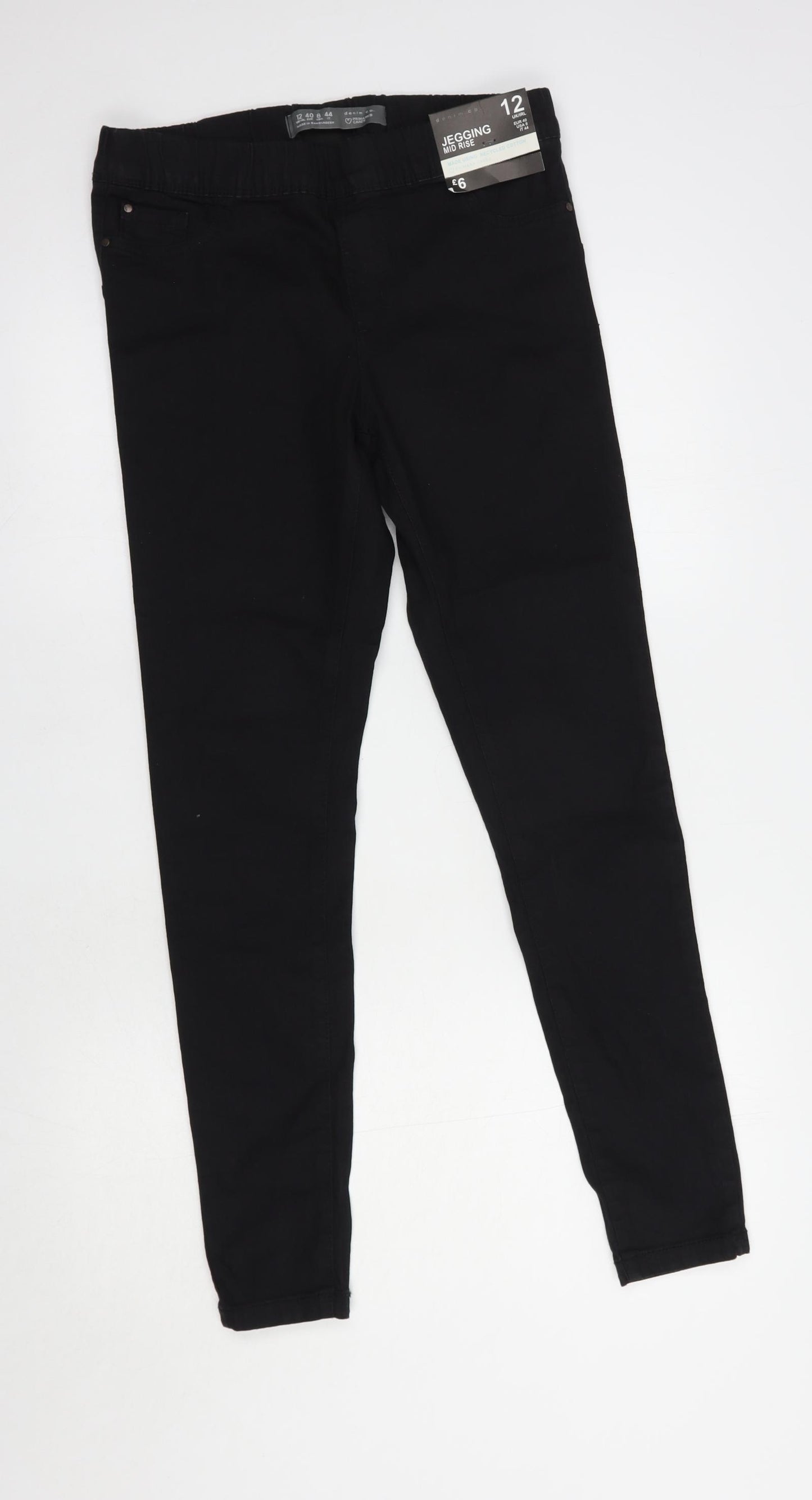 Denim Co. Womens Black  Cotton Jegging Jeans Size 12 L30 in Regular