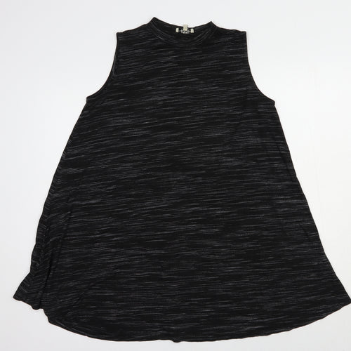 Papaya Womens Black Striped Viscose Tunic Blouse Size M Crew Neck