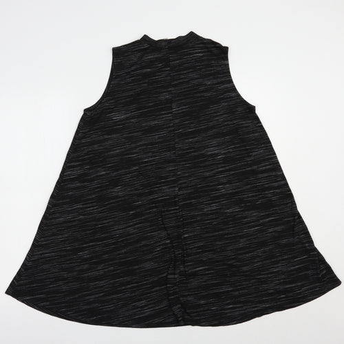 Papaya Womens Black Striped Viscose Tunic Blouse Size M Crew Neck