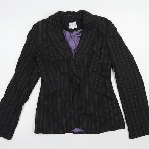 Slater Womens Grey Striped  Jacket Blazer Size 6  Button