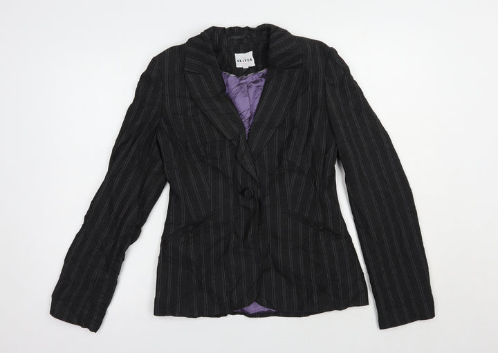Slater Womens Grey Striped  Jacket Blazer Size 6  Button