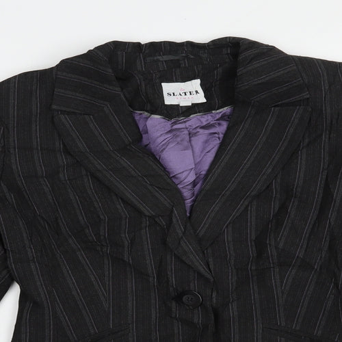 Slater Womens Grey Striped  Jacket Blazer Size 6  Button